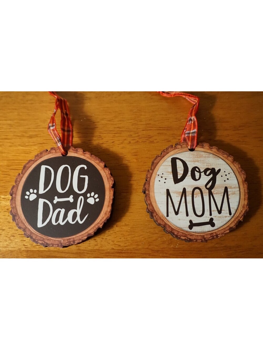 DOG DAD and DOG MOM Christmas Ornaments Pet Puppy Bone Paw Holiday Decor NEW